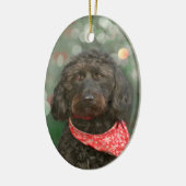 kerstmis met zwarte hond keramisch ornament (Links)
