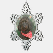 kerstmis met zwarte hond tin sneeuwvlok ornament (Rechts)