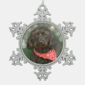 kerstmis met zwarte hond tin sneeuwvlok ornament (Voorkant)