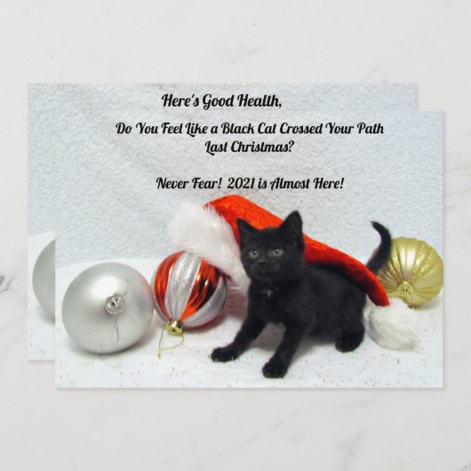 Kerstmis met zwarte kat - Humor - kerstKaart met p (Voorkant / Achterkant)