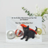 Kerstmis met zwarte kat - Humor - kerstKaart met p (Staand voorkant)
