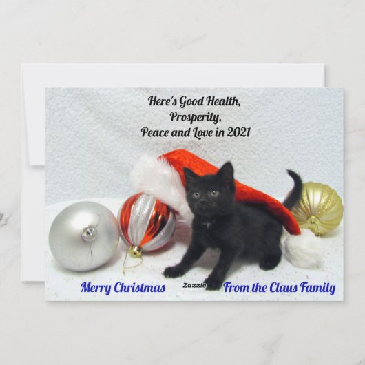 Kerstmis met zwarte kat - Humor - kerstKaart met p (Achterkant)