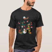 Kerstmis met zwarte kat, lichte feestdagen, kerstm t-shirt (Voorkant)