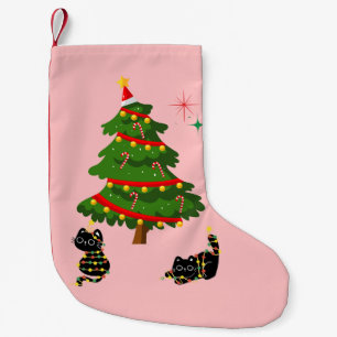 Kerstmis met zwarte katten kleine kerstsok