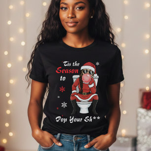 Kerstmis Mevrouw Sinterklaas Zonnebril Grappig Sto T-shirt