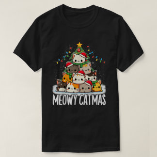 Kerstmis Miauwende Kattenmis Boom Xmas Kat T-shirt