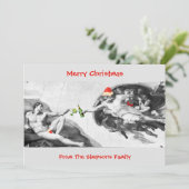 Kerstmis Michelangelo Funny Invitation Card Kaart (Staand voorkant)