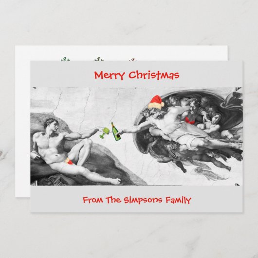 Kerstmis Michelangelo Funny Invitation Card Kaart (Voorkant / Achterkant)