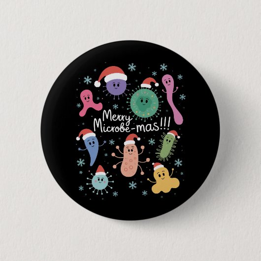 Kerstmis Microbiologie Wetenschapsleraar Microbe Ronde Button 5,7 Cm (Voorkant)