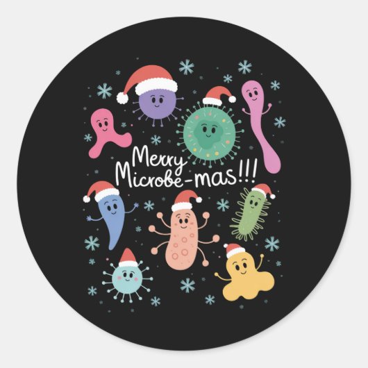 Kerstmis Microbiologie Wetenschapsleraar Microbe Ronde Sticker (Voorkant)