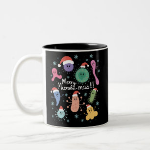 Kerstmis Microbiologie Wetenschapsleraar Microbe Tweekleurige Koffiemok