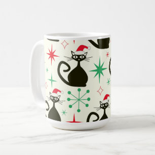Kerstmis Mid Century Retro Atomaire Katten Koffiemok