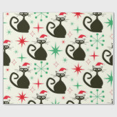 Kerstmis Mid Century Retro Atoomkatten Cadeaupapier (Vlak)