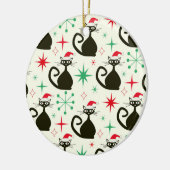 Kerstmis Mid Century Retro Atoomkatten Keramisch Ornament (Links)