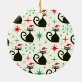 Kerstmis Mid Century Retro Atoomkatten Keramisch Ornament (Achterkant)