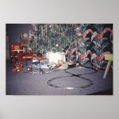 Kerstmis, middeleeuwse boom en  speelgoed poster (Voorkant)