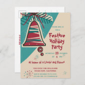 Kerstmis, midden eeuwse moderne uitnodiging briefkaart (Voorkant / Achterkant)