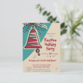 Kerstmis, midden eeuwse moderne uitnodiging briefkaart (Staand voorkant)