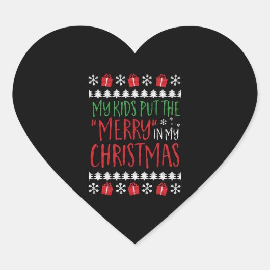 Kerstmis - Mijn kinderen zetten de vrolijkheid in Hart Sticker (Voorkant)