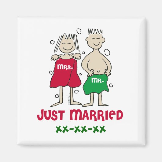 Kerstmis Mijnheer Mevrouw Net Getrouwd Magneet (Voorkant)