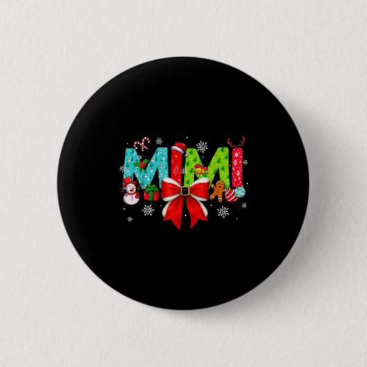 Kerstmis Mimi Coquette Strik Mimi Kerstmis Ronde Button 5,7 Cm (Voorkant)