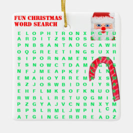 Kerstmis Mini 15 Word Puzzle Green Blue Keramisch Ornament