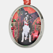 Kerstmis - Mini Aussie - Jack Metalen Ornament (Links)
