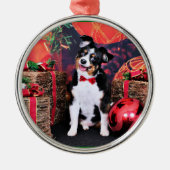 Kerstmis - Mini Aussie - Jack Metalen Ornament (Voorkant)