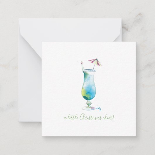Kerstmis: Mini Holiday Blue Hawaii Cocktail Notitiekaartje (Voorkant)