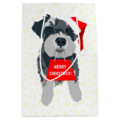 Kerstmis Mini Schnauzer Dog Santa Hat Gift Bag Medium Cadeauzakje (Voorkant)