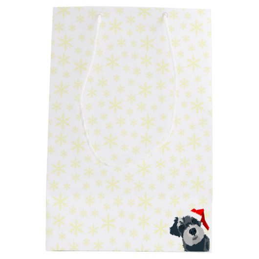 Kerstmis Mini Schnauzer Dog Santa Hat Gift Bag Medium Cadeauzakje (Achterkant)