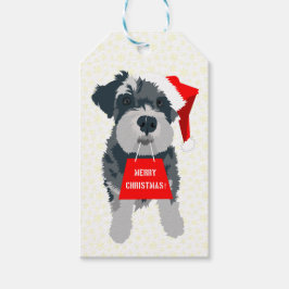 Kerstmis Mini Schnauzer Dog Santa Hat Gift Labels Cadeaulabel