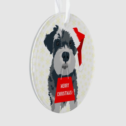 Kerstmis Mini Schnauzer Dog Santa Hat Ornament (voorkant)
