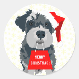 Kerstmis Mini Schnauzer Dog Santa Hat Sticker