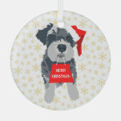 Kerstmis Miniatuur Schnauzer Dog Santa Hat Glas Ornament (Voorkant)