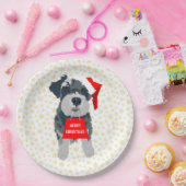 Kerstmis Miniatuur Schnauzer Dog Santa Hat Papieren Bordje (Feest)