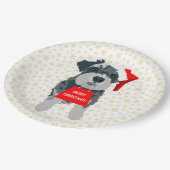 Kerstmis Miniatuur Schnauzer Dog Santa Hat Papieren Bordje (Gekanteld)