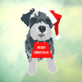 Kerstmis Miniatuur Schnauzer Dog Santa Hat Raamsticker (Vel 3)
