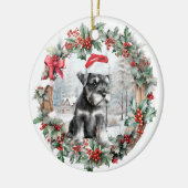 Kerstmis miniatuur schnauzer hond puppy Santa hoed Keramisch Ornament (Links)