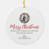 Kerstmis miniatuur schnauzer hond puppy Santa hoed Keramisch Ornament (Achterkant)