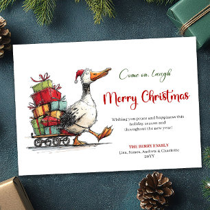 Kerstmis Minimaal Gans Grappig Whimsy Wenskaart Feestdagenkaart
