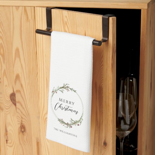Kerstmis Minimaal Waterverf Krans Theedoek (Derde Gevouwen)