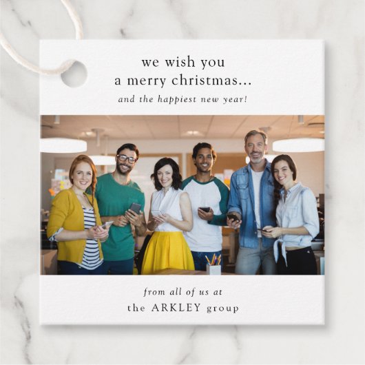 Kerstmis | Minimale teamfoto's Bedankjes Labels (Voorkant)