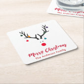 Kerstmis minimalistisch en schattig rendier wit kartonnen onderzetters (Schuin)