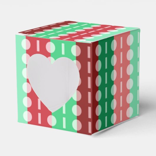 Kerstmis minimalistisch gestreept-rood groen hart bedankdoosjes (Voorkant Zijde)