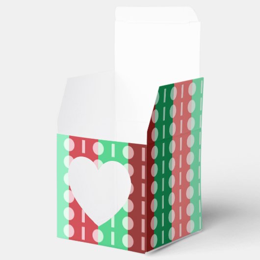 Kerstmis minimalistisch gestreept-rood groen hart bedankdoosjes (Geopend)