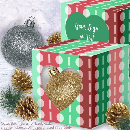 Kerstmis minimalistisch gestreept-rood groen hart  bedankdoosjes