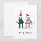 Kerstmis Minimalistisch Kattig  Feestdagenkaart (Voorkant / Achterkant)