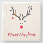 Kerstmis minimalistisch modern rendier stenen onderzetter (Voorkant)