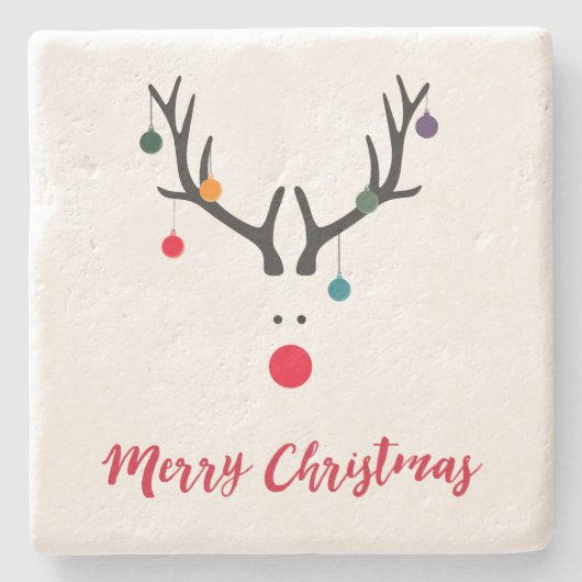 Kerstmis minimalistisch modern rendier stenen onderzetter (Voorkant)